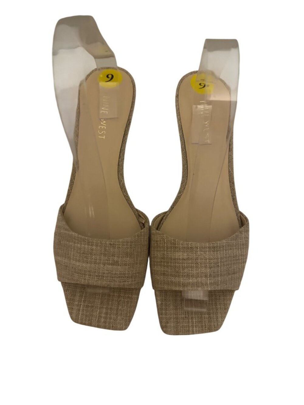 Nine West woven kitten heel slide sandals feature a square toe size 9